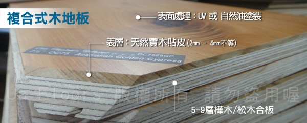 複合式木地板(海島型木地板)結構圖