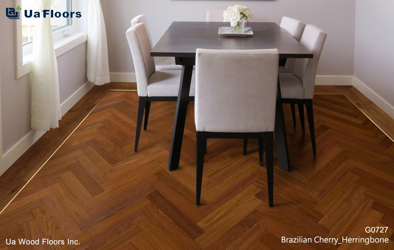 Ua Floors - PRODUCTS|Brazilian Cherry Herringbone Engineered Hardwood Flooring