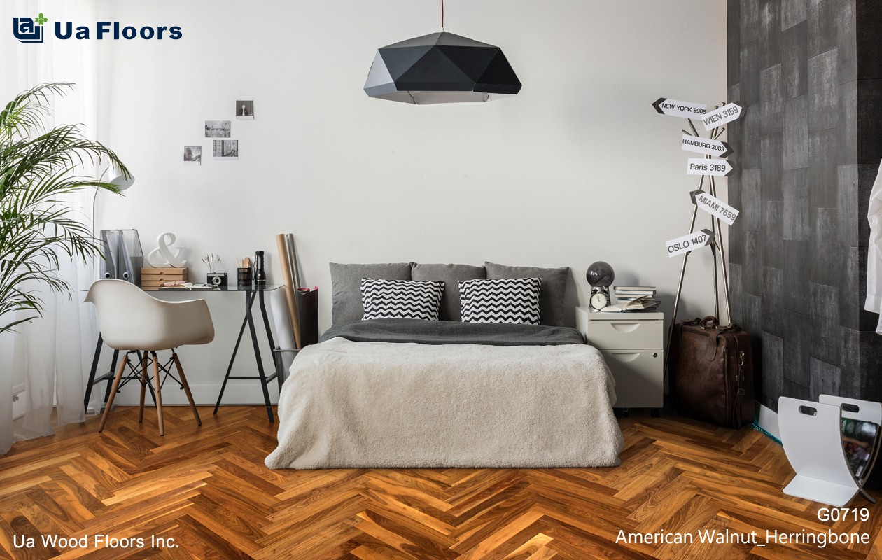 Ua Floors - PRODUCTS|American Walnut Herringbone Engineered Hardwood Flooring