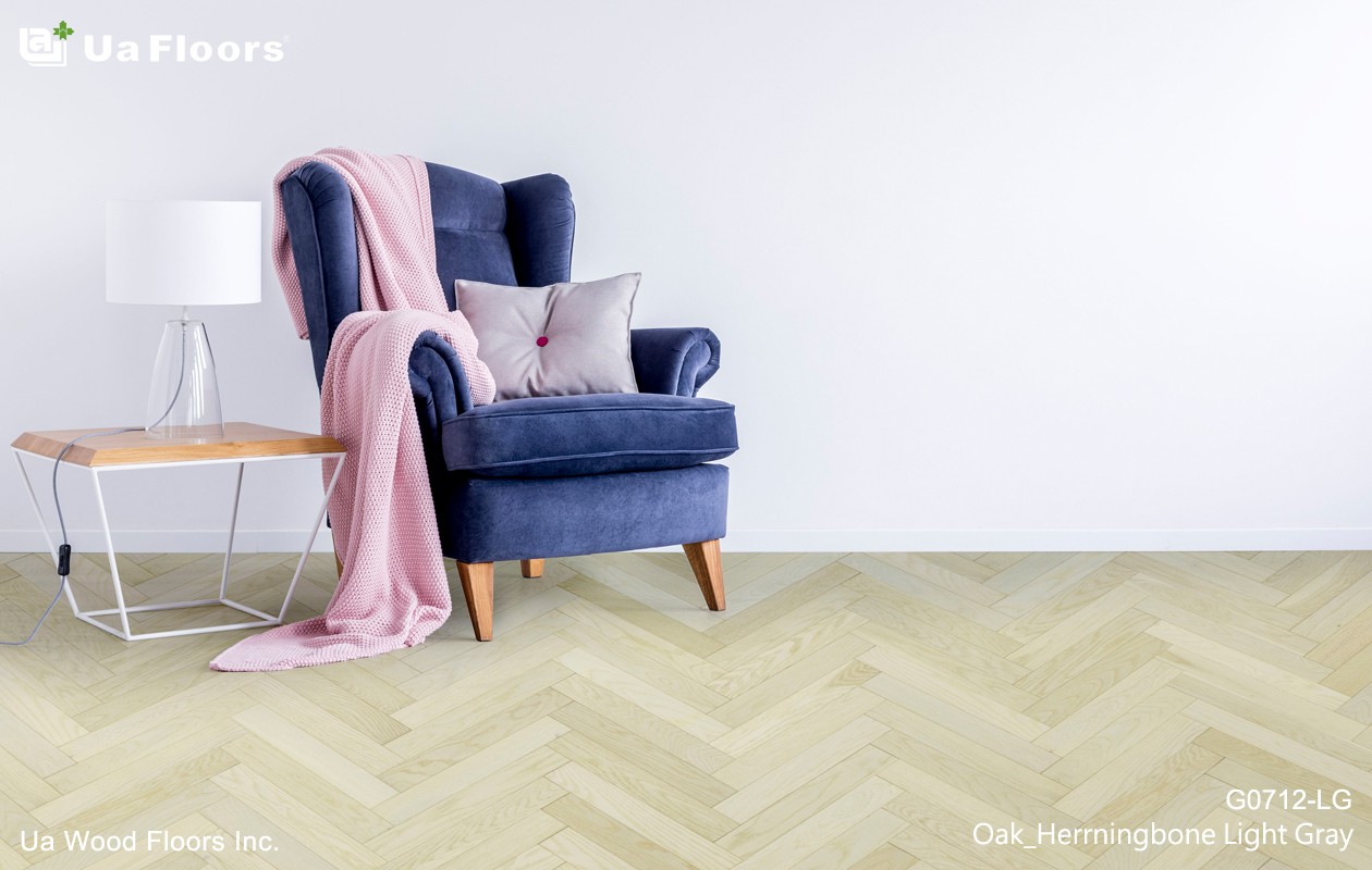 Ua Floors - PRODUCTS|Oak Herringbone Light Gray Engineered Hardwood Flooring