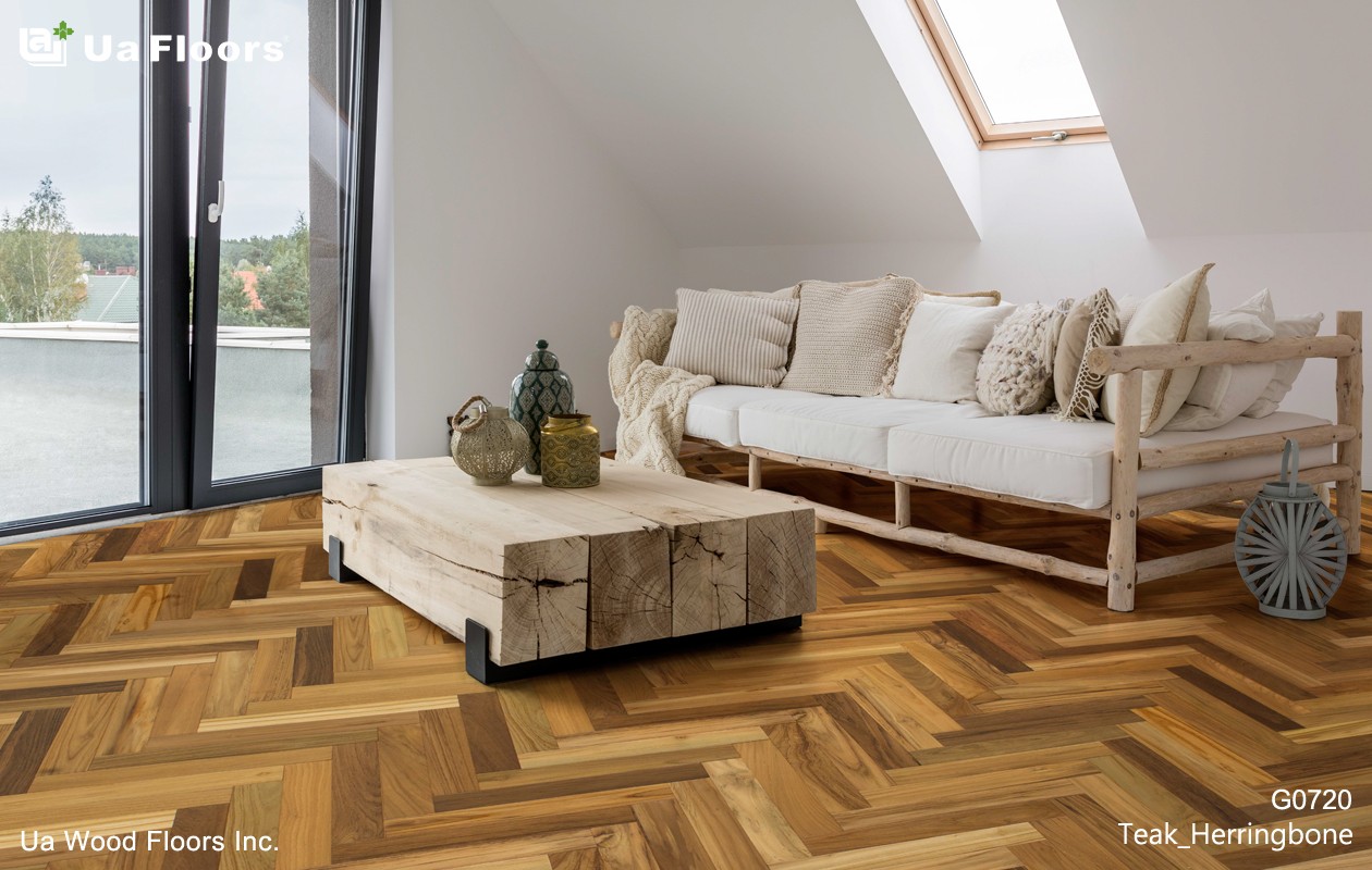 Ua Floors - PRODUCTS|Teak Herringbone Engineered Hardwood Flooring